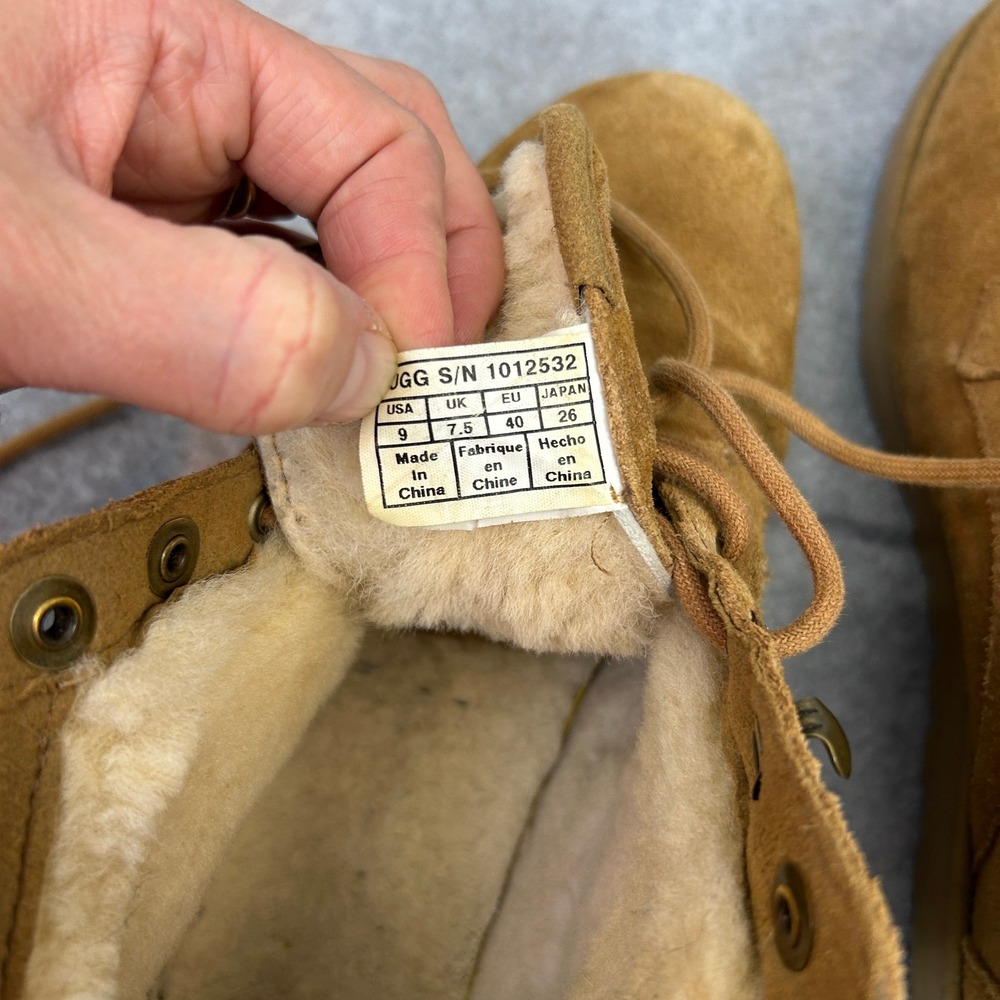 UGG Bethany Neumel Boots Chestnut Brown Suede Shearling Lace Up Women Size 9 - Picture 2 of 12